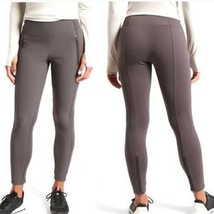Athleta Headlands Hybrid Tight Women’s Sz 2 Taupe Zip Pockets Athletic Pants